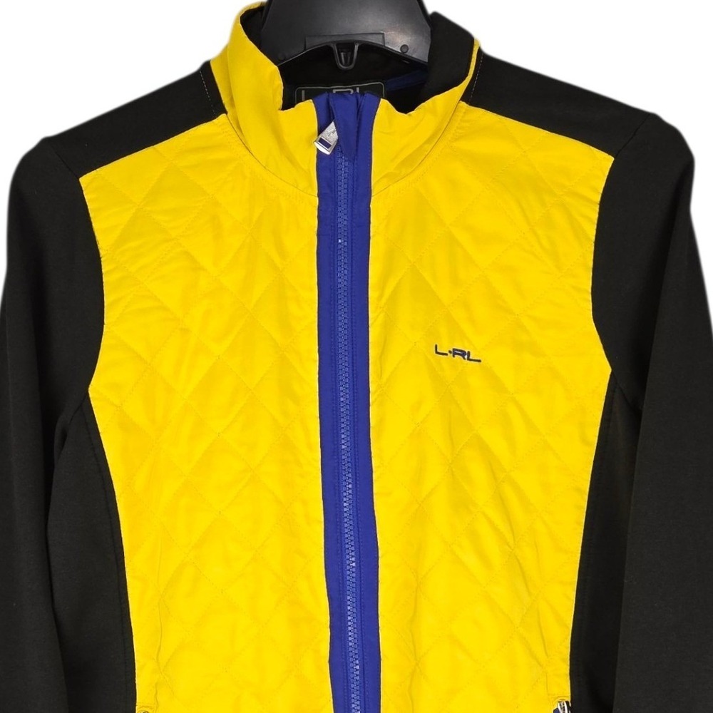Lauren Ralph‎ Lauren Jacket Women Medium Yellow Black Active Quilted Athletic